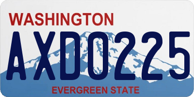 WA license plate AXD0225