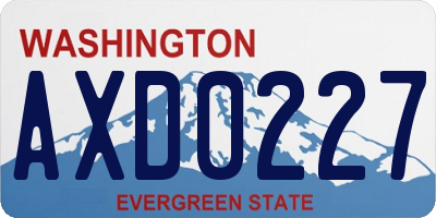 WA license plate AXD0227