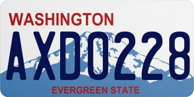 WA license plate AXD0228