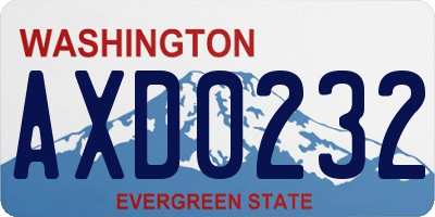 WA license plate AXD0232