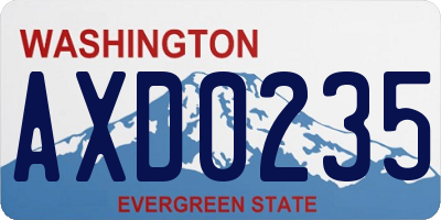 WA license plate AXD0235