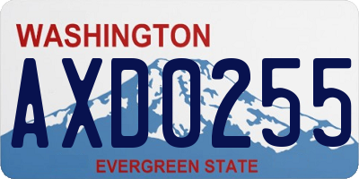 WA license plate AXD0255