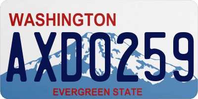WA license plate AXD0259
