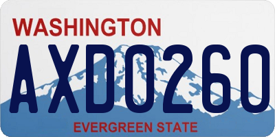 WA license plate AXD0260