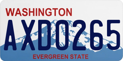 WA license plate AXD0265