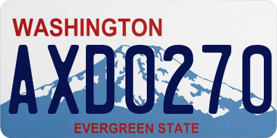 WA license plate AXD0270