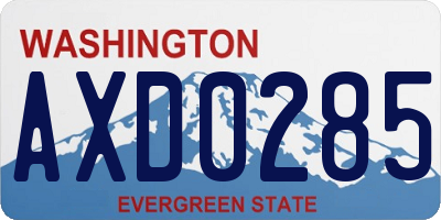 WA license plate AXD0285