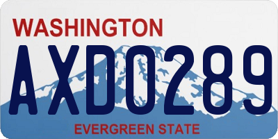 WA license plate AXD0289