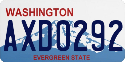 WA license plate AXD0292