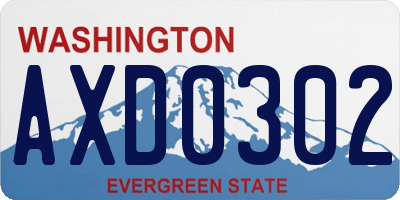 WA license plate AXD0302