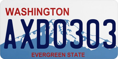 WA license plate AXD0303
