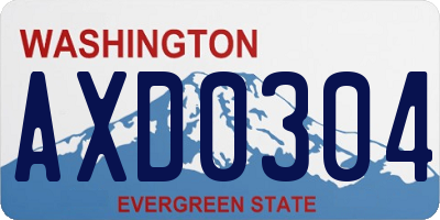 WA license plate AXD0304