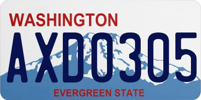 WA license plate AXD0305