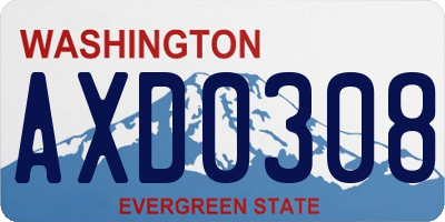 WA license plate AXD0308