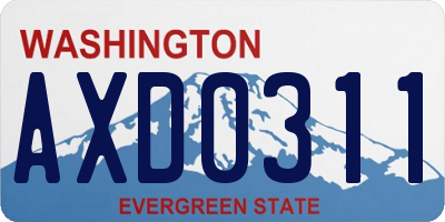 WA license plate AXD0311