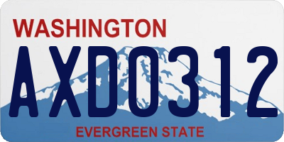 WA license plate AXD0312