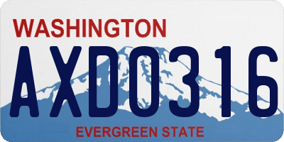 WA license plate AXD0316