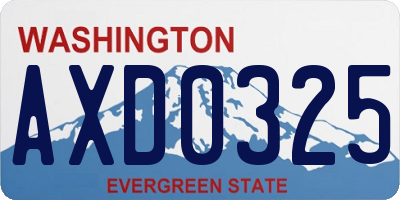 WA license plate AXD0325