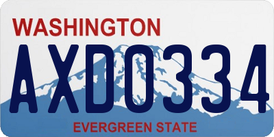 WA license plate AXD0334