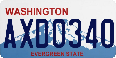 WA license plate AXD0340