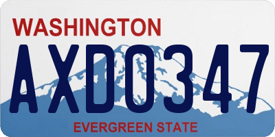 WA license plate AXD0347