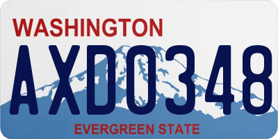 WA license plate AXD0348