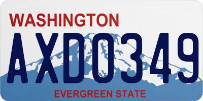 WA license plate AXD0349