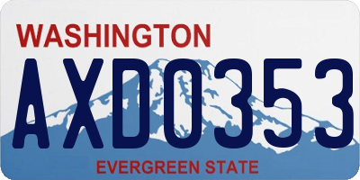 WA license plate AXD0353