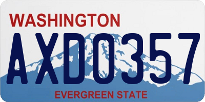 WA license plate AXD0357