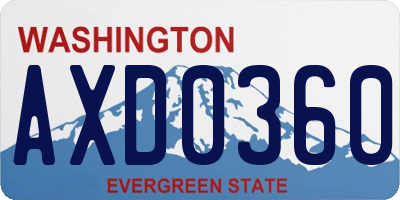 WA license plate AXD0360