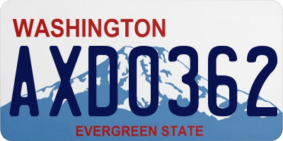 WA license plate AXD0362