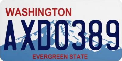 WA license plate AXD0389