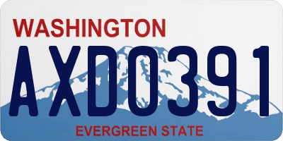 WA license plate AXD0391