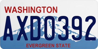 WA license plate AXD0392