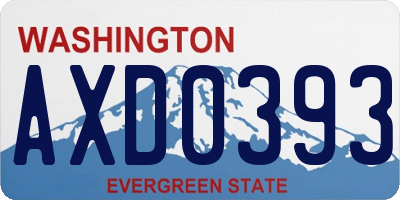 WA license plate AXD0393