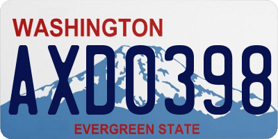 WA license plate AXD0398