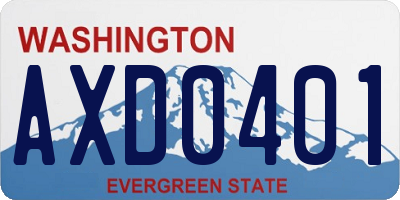 WA license plate AXD0401