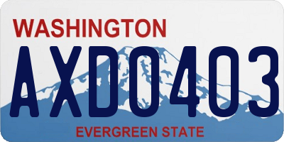 WA license plate AXD0403