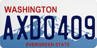 WA license plate AXD0409