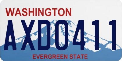WA license plate AXD0411