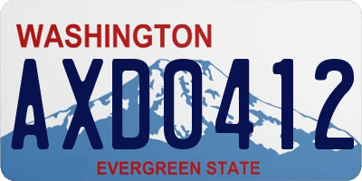WA license plate AXD0412
