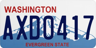WA license plate AXD0417