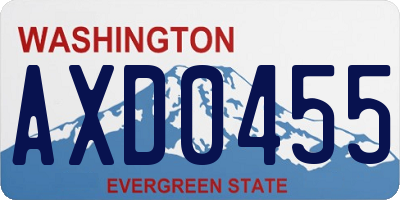 WA license plate AXD0455