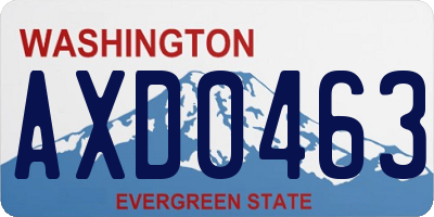 WA license plate AXD0463