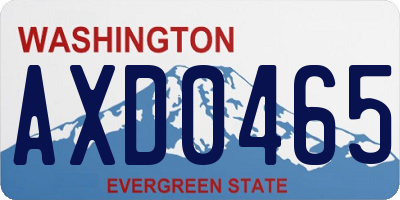 WA license plate AXD0465