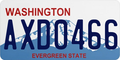 WA license plate AXD0466