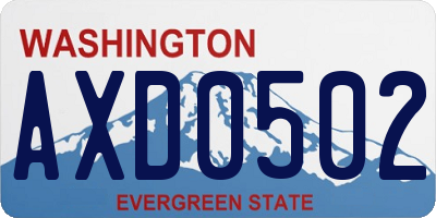 WA license plate AXD0502