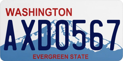WA license plate AXD0567