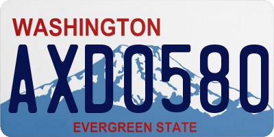 WA license plate AXD0580
