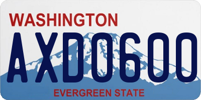 WA license plate AXD0600